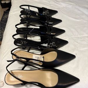 Lot of 3 New Soda Black Pointed Toe Slingback Heels